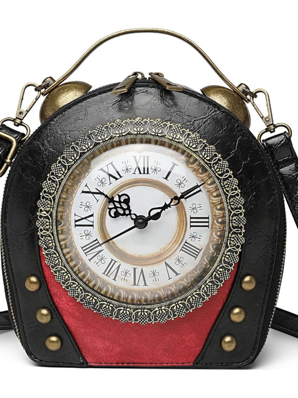 Women PVC Clock Shaped Handbag Crossbody Shoulder Bag Clock Purse